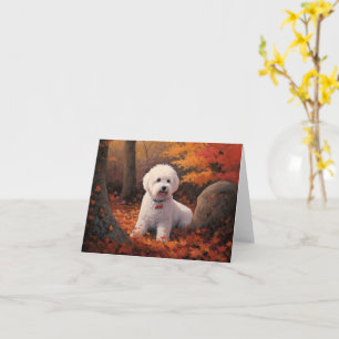 Tarjeta Las hojas de Bichon Frise en otoño se inspiran