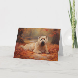 Tarjeta Las hojas de Wheaten Terrier se inspiran en otoño