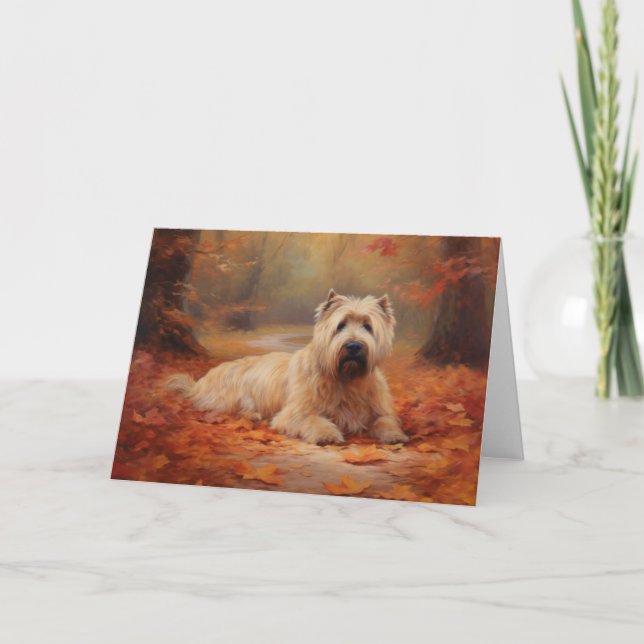 Tarjeta Las hojas de Wheaten Terrier se inspiran en otoño (Anverso)
