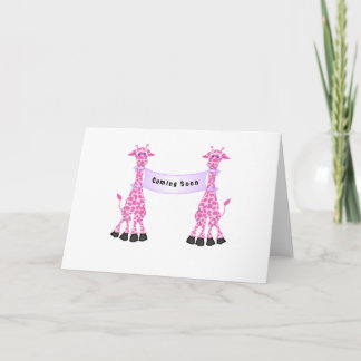 Tarjeta Las jirafas rosas se acercan pronto