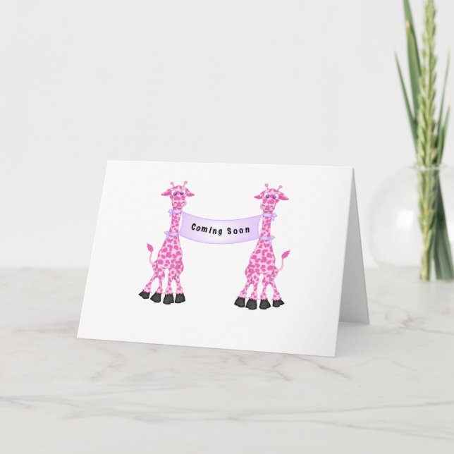 Tarjeta Las jirafas rosas se acercan pronto (Anverso)