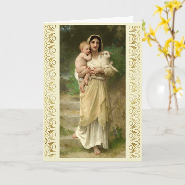 Tarjeta Las lamas de William Bouguereau (flor amarilla)