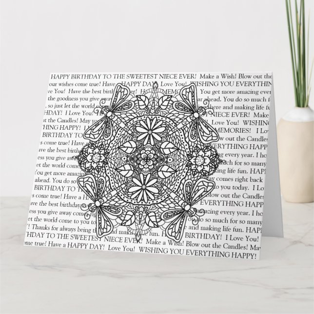 Tarjeta Las libélulas de cumpleaños de Color Me Niece Mand (Anverso)