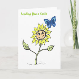 Tarjeta Las mariposas girasol sonrientes saludan la tarjet