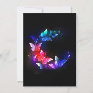 Tarjeta Las mariposas nocturnas brillantes de Neon en el f