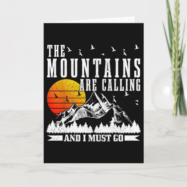 Tarjeta Las montañas están llamando Debo ir de excursión y (Anverso)