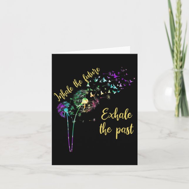 Tarjeta Las Mujeres Dandelion Inhalan El Futuro Exhalar El (Anverso)