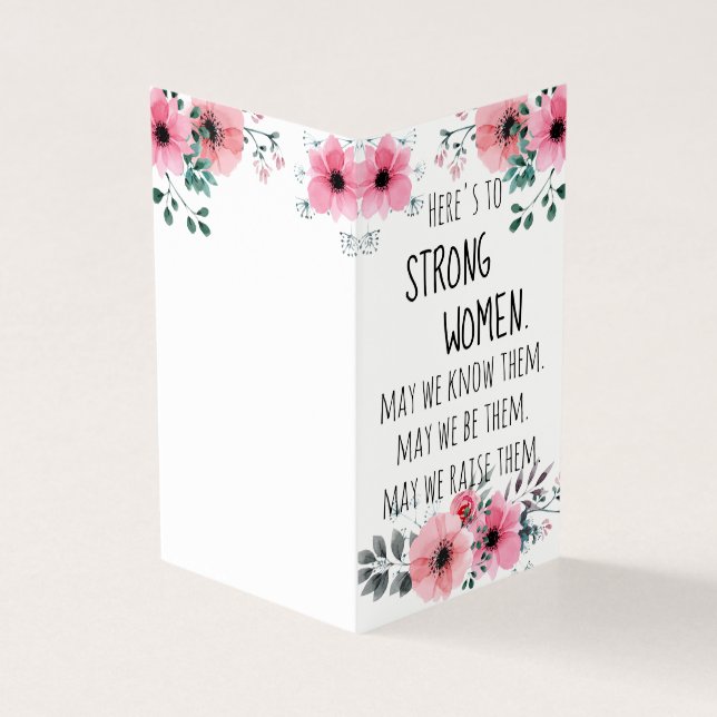Tarjeta Las mujeres fuertes citan la flor acuarela (Exterior)