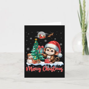 Tarjeta Las mujeres se alegran con la Navidad lindo mono S