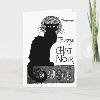 Tarjeta Las palabras francesas del gato negro de Halloween