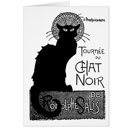Tarjeta Las palabras francesas del gato negro de Halloween