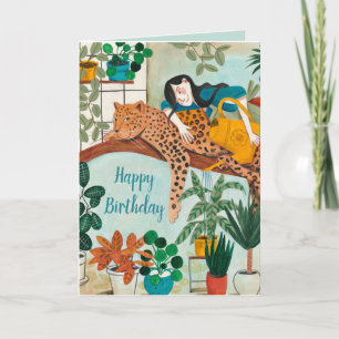 Tarjeta Las plantas interiores azules de diseño pantan la