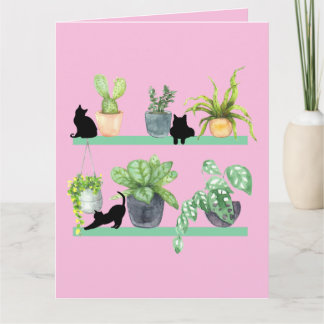 Tarjeta Las Plantas Y Los Gatos Adoran Los Gatos Negros Y