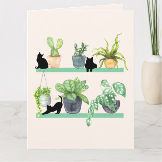 Tarjeta Las Plantas Y Los Gatos Adoran Los Gatos Negros Y 