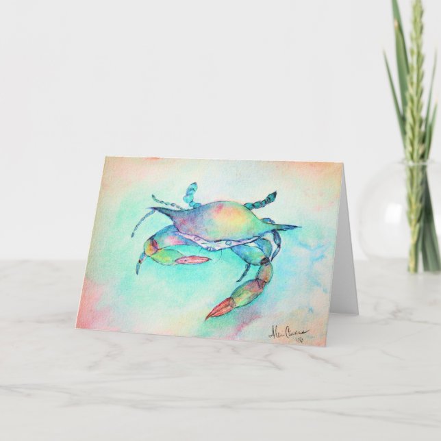 Tarjeta Las primeras pinturas de Alecia -"El cangrejo azul (Anverso)