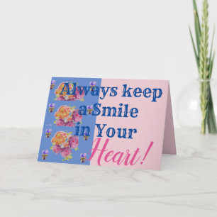Tarjeta Las rosas rosas siempre conservan la carta sonrien