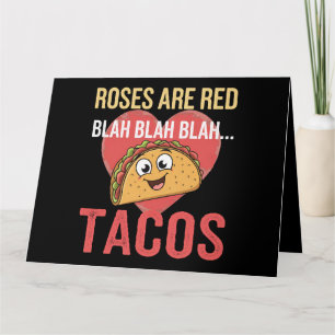Tarjeta Las Rosas Son Rojas Blah Tacos Día de San Valentín