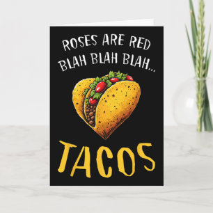 Tarjeta Las Rosas Son Rojas Blah Tacos Divertido Día de Sa