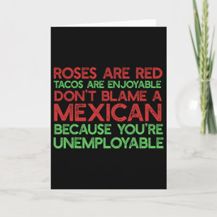 Tarjeta Las Rosas Son Tacos Rojos Agradables No Culpes A U