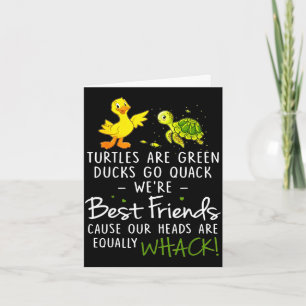 Tarjeta Las tortugas son patos verdes van quack amigos cau