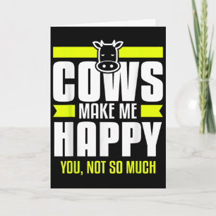 Tarjeta Las vacas me hacen feliz tú no tanto cita de agric