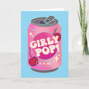 Tarjeta Lata de refresco de cereza pop femenino Rosa ret