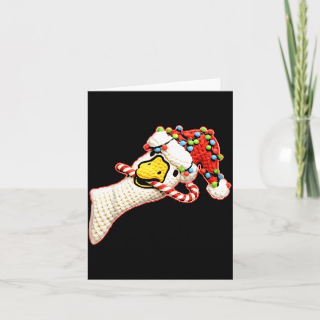 Tarjeta Latch Hook Faux Yarn Funny Goose Christmas Crochet (Anverso)