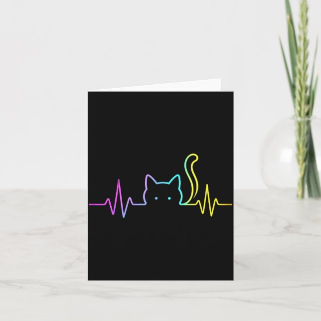 Tarjeta Latido de corazón de gato arcoíris  (Anverso)