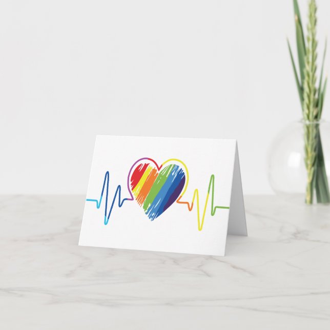 Tarjeta Latido del Arcoiris | Gay Pride Scribble Heart Pho (Anverso)