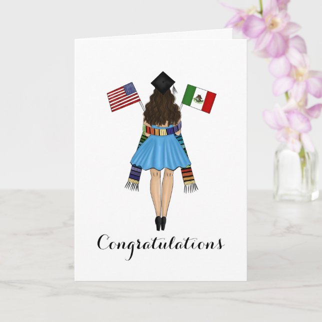 Tarjeta Latina Graduate Serape México Banderas Americanas  (Orquídea)