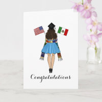Latina Graduate Serape México Banderas Americanas