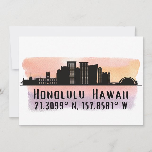 Tarjeta Latitud y longitud de la línea aérea honolulu (Anverso)