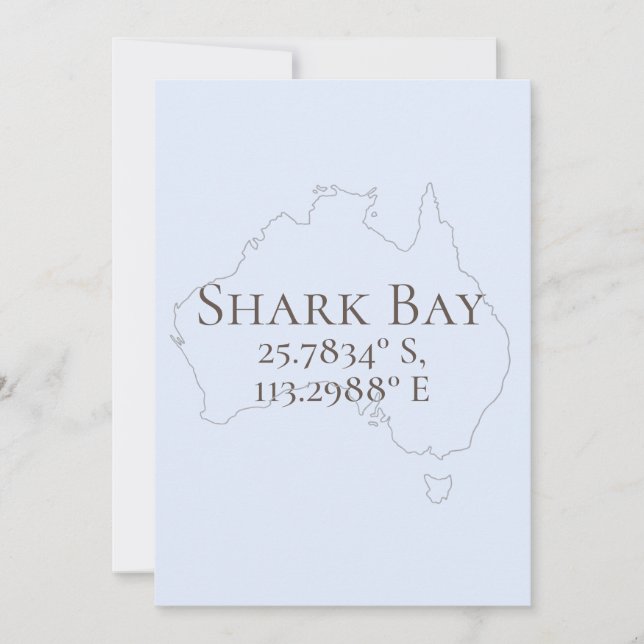 Tarjeta Latitud y longitud de Sharm Bay Australia (Anverso)
