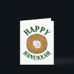 Tarjeta Latkes Felices Fiestas Judías en Hanukkah Chanukah<br><div class="desc">El diseño presenta un original ilustracion de marca de un delicioso panqueque de patata de latke con crema agria, un producto básico de la cocina judía de vacaciones. ¡Ideal para las celebraciones de Hanukkah! Este diseño de latkes de Chanukah también está disponible en otros productos. En esta tienda también hay...</div>