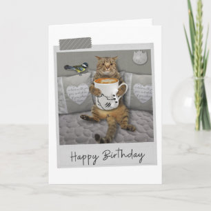 Tarjeta Latte Coffee Cat Funny Birday Card
