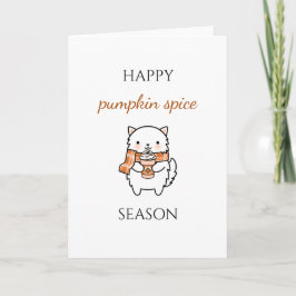 Tarjeta Latte de especias de calabaza de otoño gato lindo