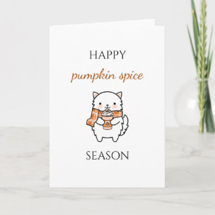 Tarjeta Latte de especias de calabaza de otoño gato lindo