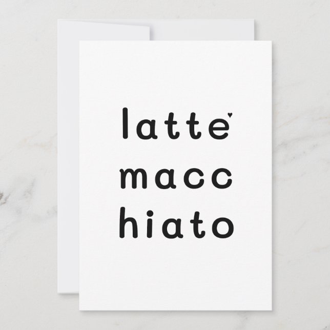 Tarjeta Latte macchiato - minimalistic typography card (Anverso)