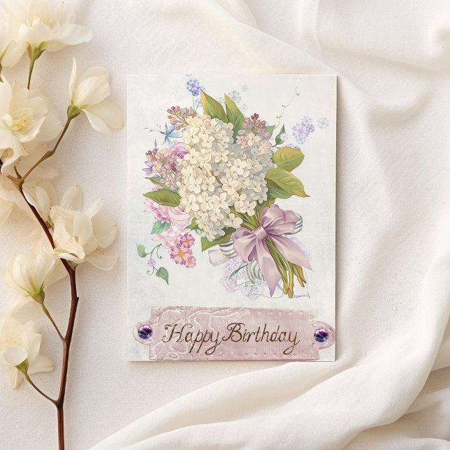 Tarjeta Lavanda bohemia rosa pastel floral Cumpleaños (Bohemian lavender pastel pink floral Birthday)