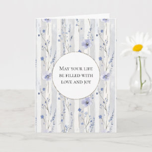 Tarjeta Lavanda bonito Lilac Tiras Florales Blancas