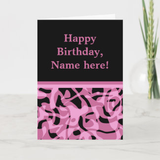 Tarjeta lavanda de bonito y cumpleaños negro