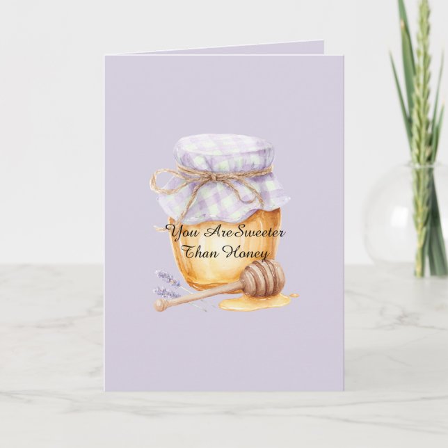 Tarjeta Lavanda Frasco Amor Más Dulce Que La Miel (Anverso)