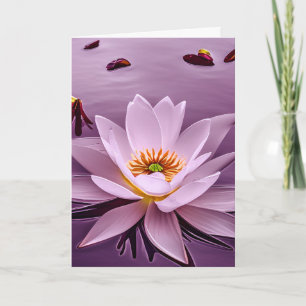 Tarjeta Lavanda Glow Lotus Flower On Water
