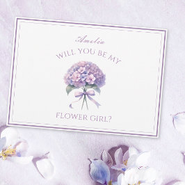 Tarjeta Lavanda personalizada Hydrangea Bow Flower Girl