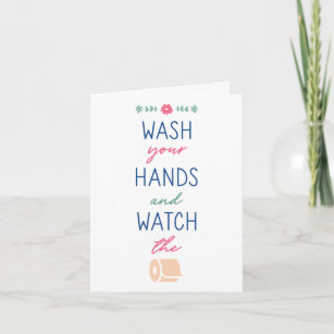 Tarjeta Lávate las manos y mira el papel higiénico