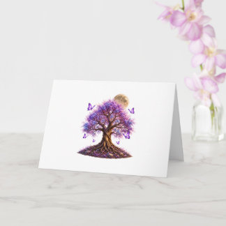 Tarjeta Lavender Blossom Moon Tree Greeting Card