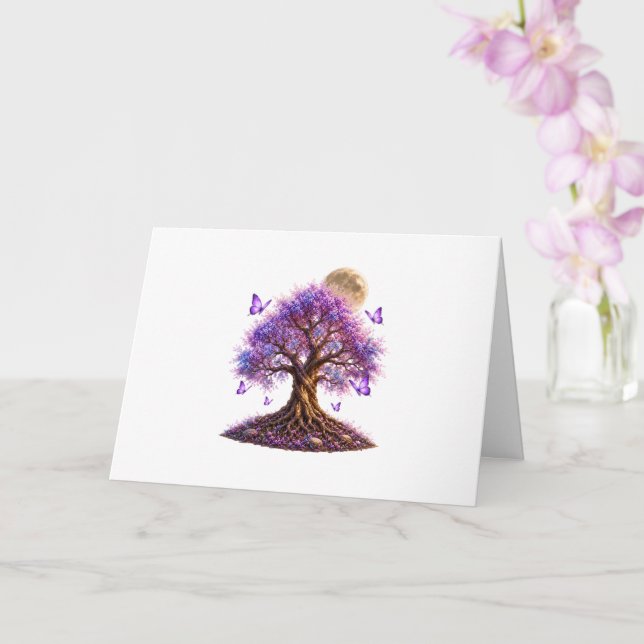 Tarjeta Lavender Blossom Moon Tree Greeting Card (Orquídea)