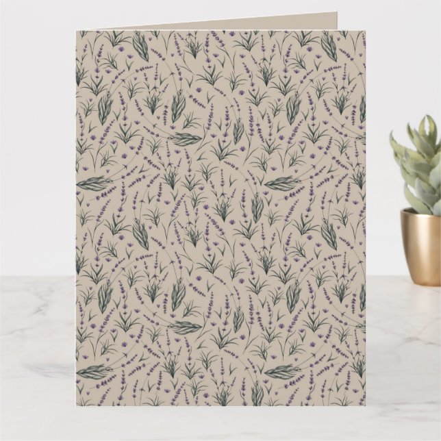 Tarjeta Lavender Botanical Pattern Greeting Card (Planta pequeña)