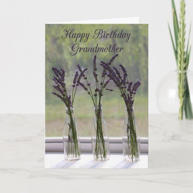 Tarjeta Lavender Bouquets Abuela Feliz cumpleaños (Anverso)