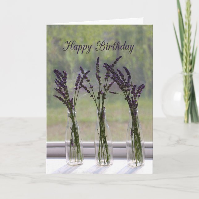 Tarjeta Lavender Bouquets Happy Birday (Anverso)